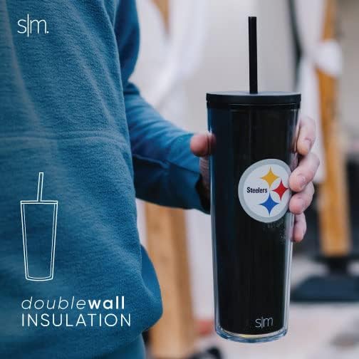 Simple Modern Vaso de plástico con licencia oficial de la NFL con tapa y popote, 24 onzas