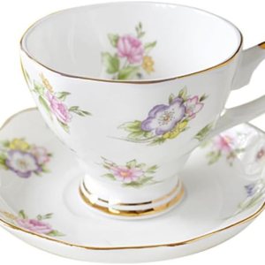 Taza de café de porcelana británica con platillo y cuchara para tazas americanas con platillo, juego de tazas y platillos de porcelana, juego de 3 Taza de café de porcelana británica con platillo y cuchara para tazas americanas con platillo, juego de tazas y platillos de porcelana, juego de 3
