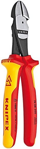 KNIPEX Herramientas – Cortadores diagonales de alto apalancamiento, aislamiento de 1000 V (7408200SBA), 8 pulgadas, rojo