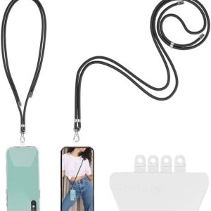 takyu Cordón para teléfono, paquete de 2 cordones para el cuello y 4 almohadillas transparentes, cordón universal de nailon cruzado para teléfono takyu Cordón para teléfono, paquete de 2 cordones para el cuello y 4 almohadillas transparentes, cordón universal de nailon cruzado para teléfono