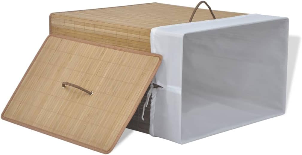 Cesta rectangular de bambú para la ropa sucia, con tapa y asa, organizador para sala de estar, dormitorio, baño, cesta de almacenamiento de ropa