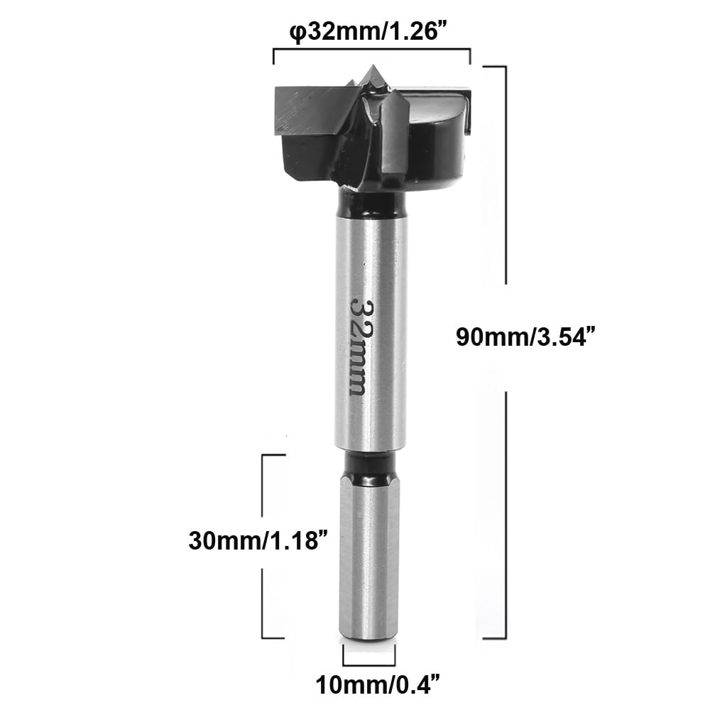 Forstner Bit – Brocas Forstner de 1-1764 pulgadas y 1.260 in con punta de carburo, brocas Forstner para carpintería, abridor de barrenas, broca de