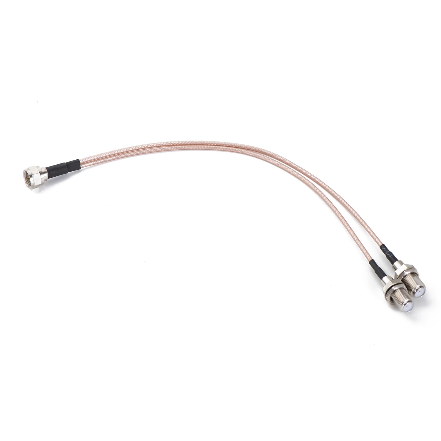 F Type Coax Cable Splitter F Male to F Dual Female Cable 75Ohm for Cable Connection, TV, Satellite Receiver (15CM6 inch)