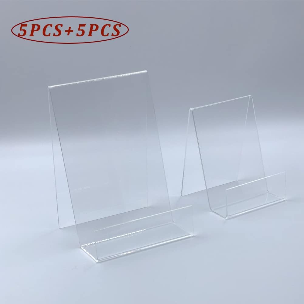 Soporte de acrílico transparente para libros con repisa, soporte de exhibición transparente para exhibir imágenes, libros, libros de cocina, menús,