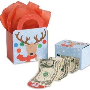 Current Dispensador de dinero navideño de renos y bolsa de regalo, 2-12 x 3 pulgadas con bolsa de regalo de 3 x 6-12 x 9 pulgadas, divertida caja de Current Dispensador de dinero navideño de renos y bolsa de regalo, 2-12 x 3 pulgadas con bolsa de regalo de 3 x 6-12 x 9 pulgadas, divertida caja de