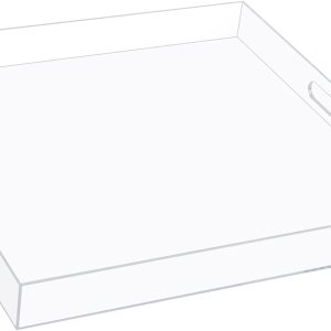 MIKINEE Bandeja de servir de acrílico transparente de 19 x 19 pulgadas con asas, bandeja otomana extra grande, bandeja decorativa a prueba de MIKINEE Bandeja de servir de acrílico transparente de 19 x 19 pulgadas con asas, bandeja otomana extra grande, bandeja decorativa a prueba de