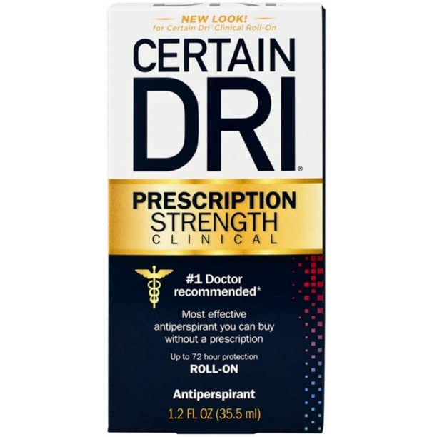 Certain Dri Clinical Strength Antitranspirante Roll-On – 1.2 onzas, paquete de 2