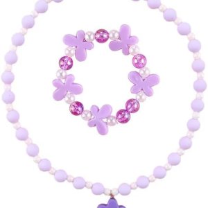 Juego de collares y pulseras de cuentas para niñas, dije de mariposa de flores, collar elástico, regalos de fiesta, disfraz, regalo de joyería Juego de collares y pulseras de cuentas para niñas, dije de mariposa de flores, collar elástico, regalos de fiesta, disfraz, regalo de joyería