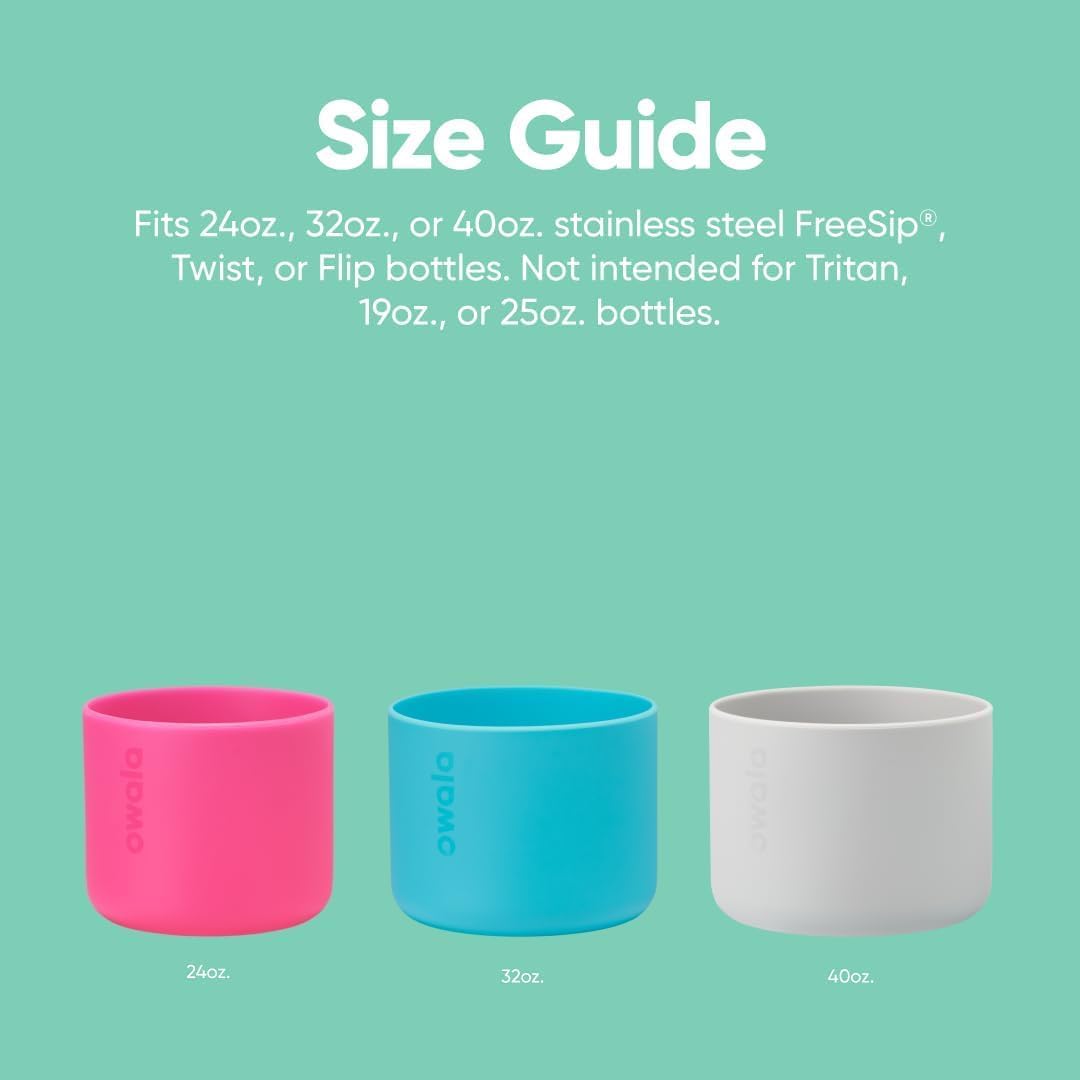 Owala Funda protectora antideslizante para botella de agua, protege las botellas de agua de acero inoxidable FreeSip y Flip, 40 onzas, color gris