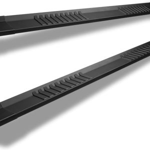Estribos laterales de aluminio negro mate de 6 pulgadas con rayas de polímero, compatible con Chevy SilveradoGMC Sierra Crew Cab 07-18 Estribos laterales de aluminio negro mate de 6 pulgadas con rayas de polímero, compatible con Chevy SilveradoGMC Sierra Crew Cab 07-18
