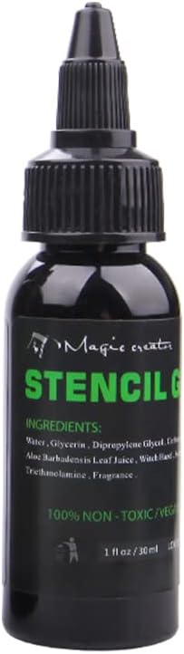 Illusionist Tattoo Stencil Transfer Gel Solution- Produce plantillas oscuras y limpias – Dura todo el día (1 onza)