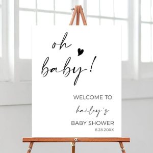 Letrero de bienvenida para baby shower, cartel de bienvenida minimalista de bienvenida de baby shower, cartel de bienvenida simple de Oh Baby Letrero de bienvenida para baby shower, cartel de bienvenida minimalista de bienvenida de baby shower, cartel de bienvenida simple de Oh Baby