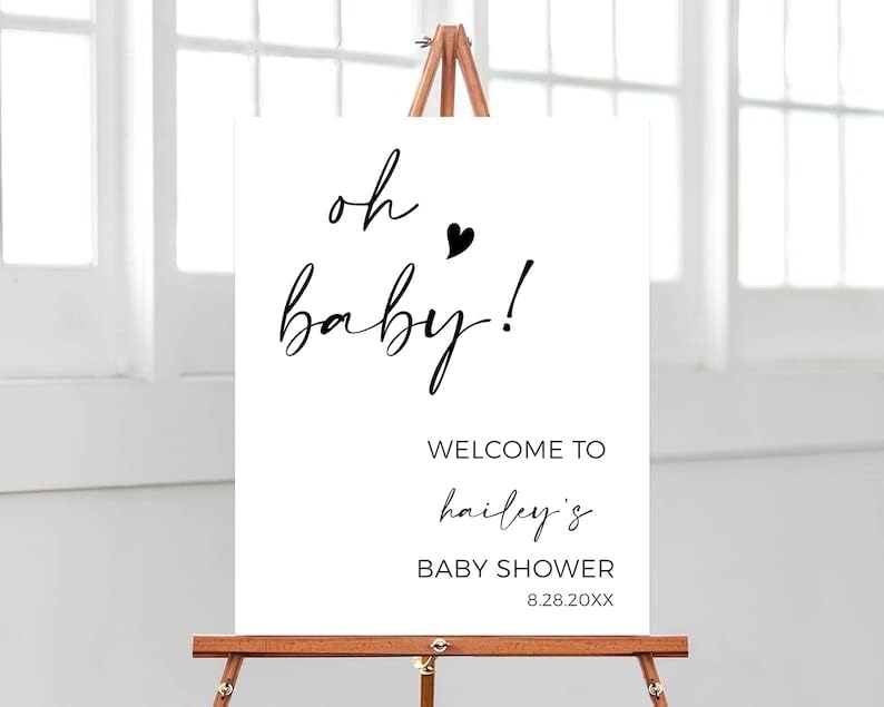 Letrero de bienvenida para baby shower, cartel de bienvenida minimalista de bienvenida de baby shower, cartel de bienvenida simple de Oh Baby