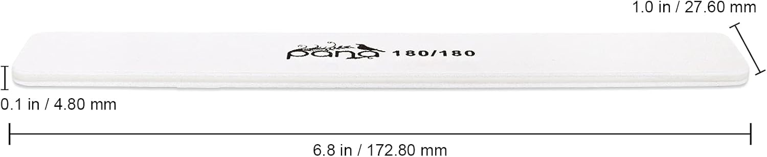 PANA Lima de uñas Emery Jumbo de doble cara para manicura, pedicura, uñas naturales y acrílicas, color blanco (grano 180180), paquete de 50 unidades