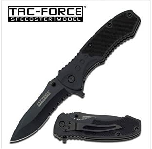TAC Force Cuchillo de bolsillo táctico negro de apertura asistida por resorte Hoja plegable Nuevo!