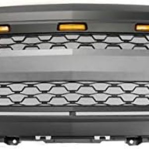 Parrilla de rejilla frontal superior del capó estilo de malla negro mate con luz de señal ámbar para Chevy Silverado 1500 2014-2015 Parrilla de rejilla frontal superior del capó estilo de malla negro mate con luz de señal ámbar para Chevy Silverado 1500 2014-2015