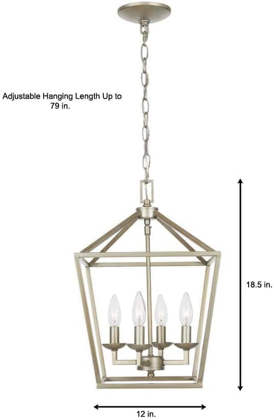 Home Decorators Collection Weyburn – Lámpara de araña de 4 luces con hojas de plata antigua