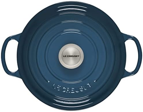 Le Creuset Horno holandés redondo de hierro fundido esmaltado, 4.5 cuartos de galón, verde azulado profundo