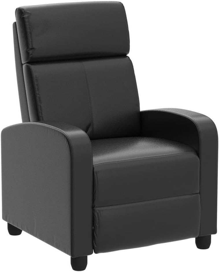 ANJ Winback – Silla reclinable de piel sintética, asiento reclinable acolchado moderno, sofá individual para sala de estar, asiento ajustable para