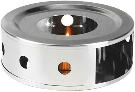 NewlineNY – Calentadores de té de café de acero inoxidable, doble 6 pulgadas circulares de té de hierbas (vela no incluida)