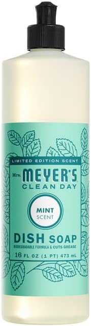 MRS. MEYER’S CLEAN DAY Variety, 1 jabón líquido de manos de Mrs. Meyer, 12.5 onzas, 1 jabón líquido para platos de Mrs. Meyer, 16 onzas, 1 CT (menta)