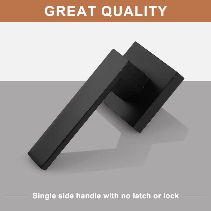 Probrico Paquete de 4 manijas cuadradas falsas para puerta interior que no giran, manijas de puerta de armario de un solo lado, color negro mate