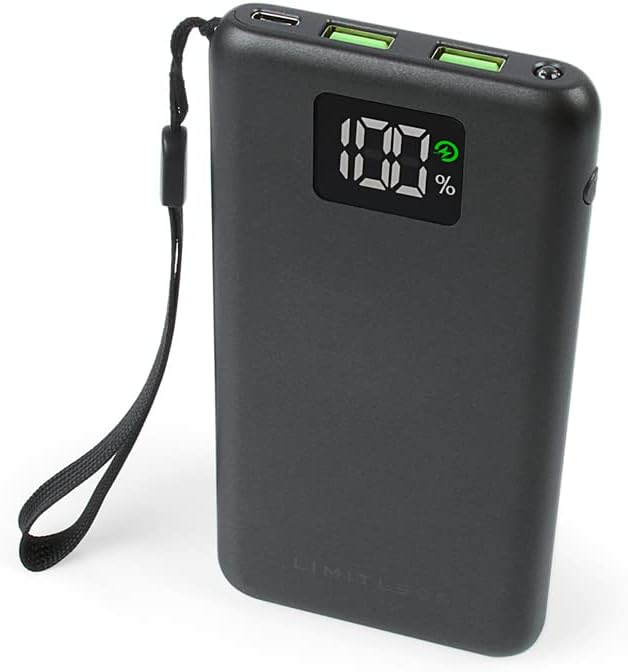 Limitless TotalBoost – Banco de energía portátil de 10,000 mAh con puerto de entrega de energía tipo C de 20 W, puertos USB de carga rápida de 20 W,