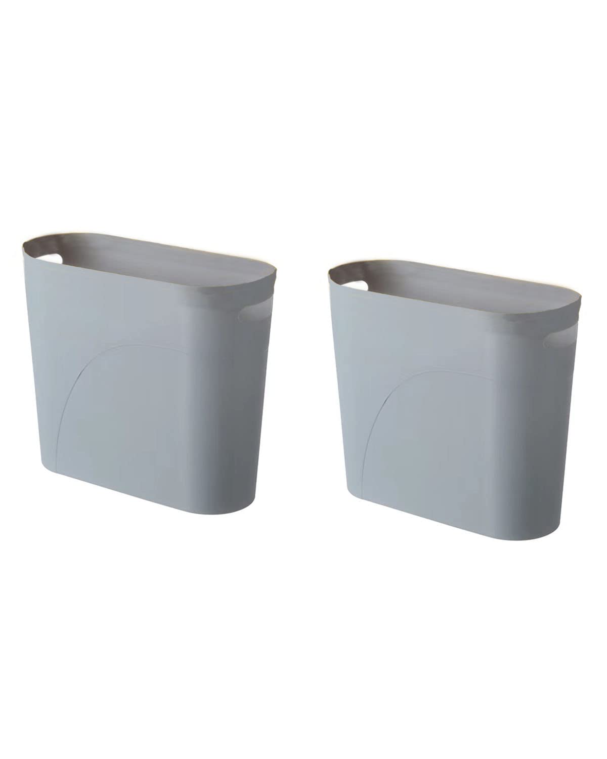 Hundred Families Cubo de basura pequeño para baño, 3 galones, plástico delgado, juego de 2, color gris
