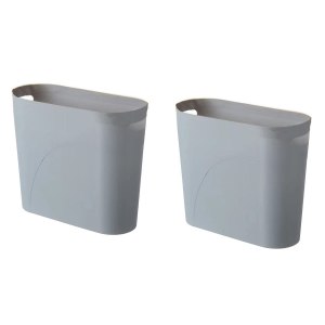 Hundred Families Cubo de basura pequeño para baño, 3 galones, plástico delgado, juego de 2, color gris Hundred Families Cubo de basura pequeño para baño, 3 galones, plástico delgado, juego de 2, color gris