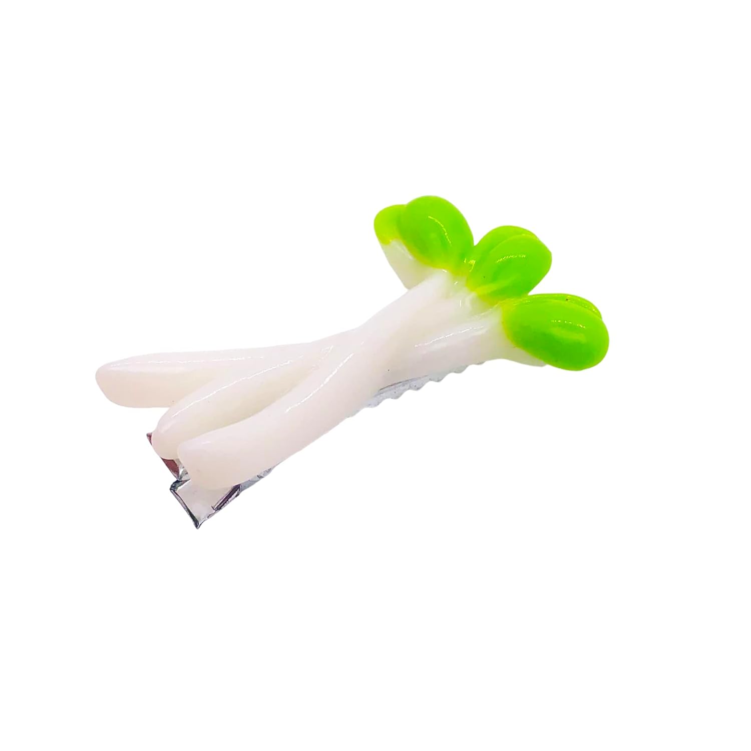 2 pinzas para el cabello de simulación de brotes de frijoles verdes, divertidos clips de flequillo lateral, accesorios para el cabello para mujeres