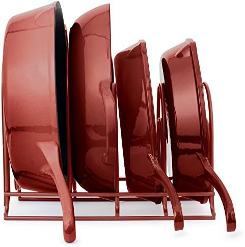 Cuisinel Organizador de sartenes para sartenes de hierro fundido, planchas y ollas, construcción de acero resistente, soporta hasta 50 libras, color