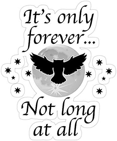 Calcomanía con texto en inglés “It’s only Forever, not Long at All, Labyrinth” (“It’s only Forever, not Long at All”), diseño de laberinto, para