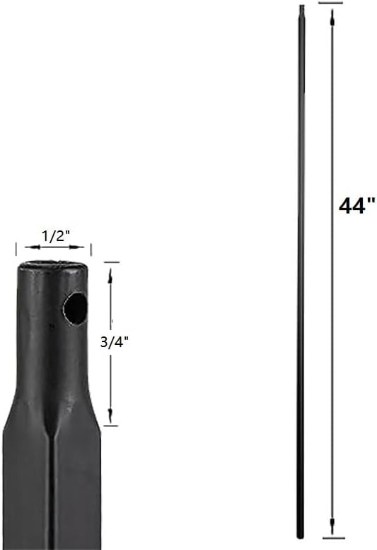 Balaustres cuadrados de hierro forjado de 12 x 44 pulgadas, husillos huecos de hierro para escaleras interiores (negro satinado, paquete de 10)
