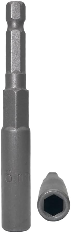 Llave de vaso de 14 de pulgada con vástago hexagonal profunda, adaptador de llave eléctrica, herramienta de taladro de tuerca, 2 piezas (0.236 in)