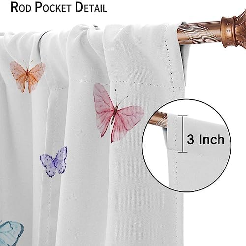 Cortinas de flores silvestres, mariposas de primavera, cortinas de ventana, tela con estampado floral botánico para sala de estar, dormitorio,