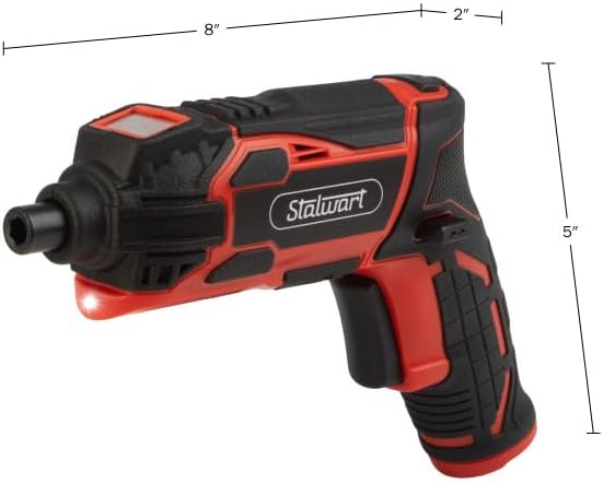 Stalwart – Juego de destornilladores eléctricos de 4 V, 45 piezas, pistola de tornillo recargable inalámbrica de 4.5 Nm 250 RPM con agarre de doble