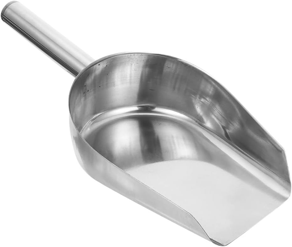 BESTonZON Cuchara de hielo de metal de acero inoxidable de 8 onzas, cuchara de harina de cocina, cuchara de caramelo, cuchara de comida pequeña para
