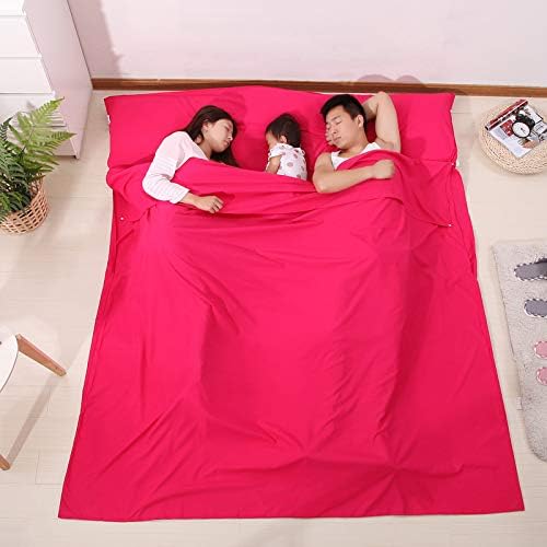 Saco de dormir para camping, ligero, portátil, limpio, saco de viaje para hotel, tren, senderismo, picnic al aire libre (rojo)