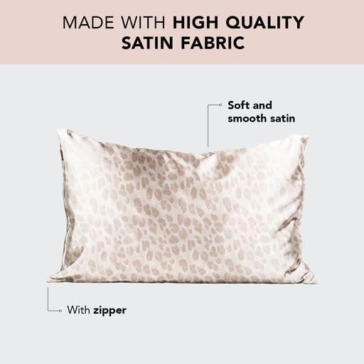 Kitsch Funda de almohada de satén (marfil) y funda de almohada de satén (leopardo) con descuento
