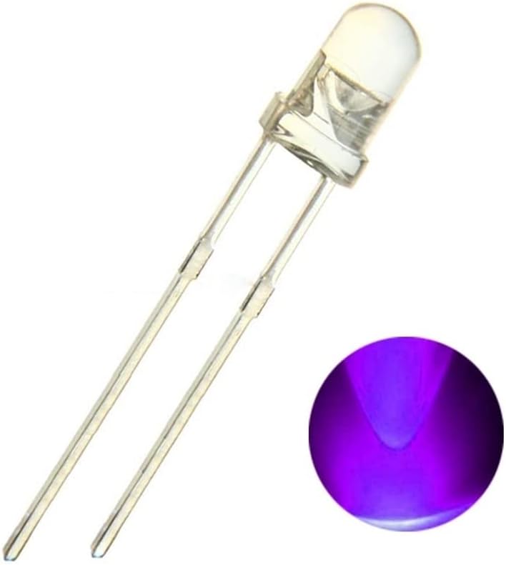 EDMER 100pcs 5mm Ultraviolet 395nm 400nm UV LED Diode Light Emitting Lamp 5 mm UVLED Resistor-Capacitor