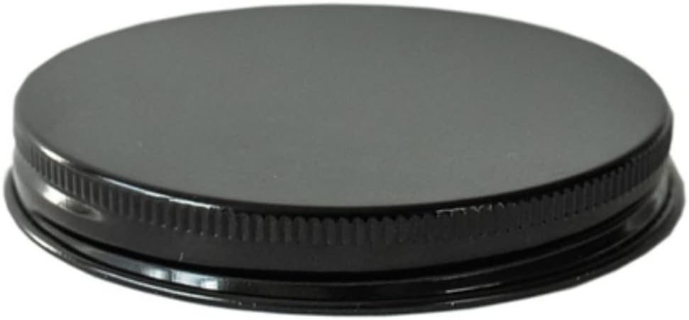 Tapa de rosca continua de metal negro brillante 70-400 con forro de espuma F217 (120 unidades, diez docenas) para tarros de velas, tarros de