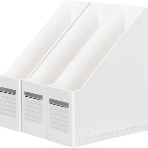 HUAPRINT Soporte para revistas, cartón, archivador de cartón (paquete de 3), caja organizadora de revistas, con etiquetas HUAPRINT Soporte para revistas, cartón, archivador de cartón (paquete de 3), caja organizadora de revistas, con etiquetas
