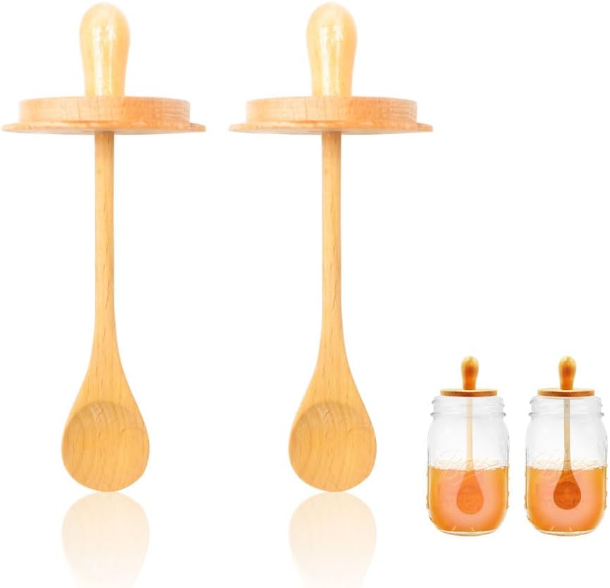 Sun3drucker Tarro de madera para miel (2 cucharas de miel)