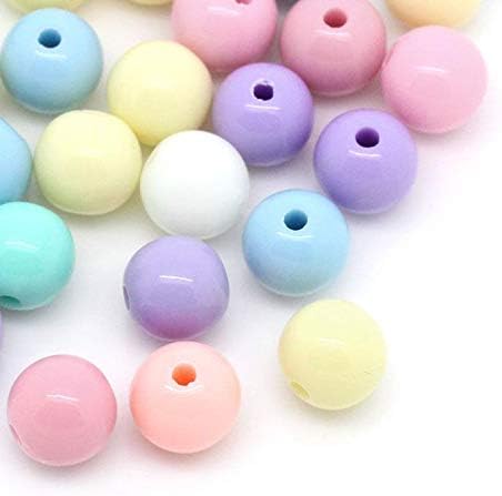600 cuentas de acrílico pastel redondas surtidos colores pastel de 0.315 in o 38 pulgadas de diámetro con agujero de 0.063 in
