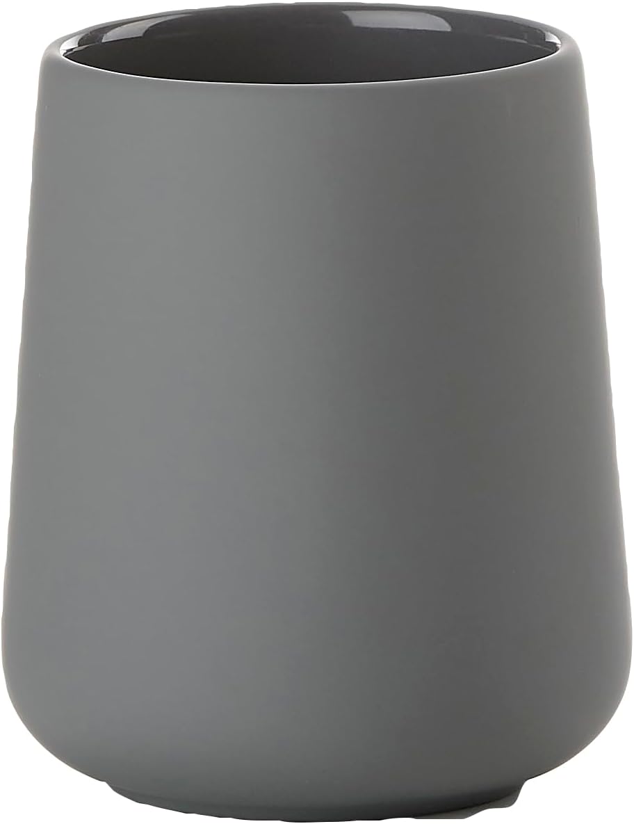 Zone Denmark Nova One Zahnputzbecher, Zahnbürstenbecher aus Keramik mit Soft Touch-Beschichtung, Durchm. 3″, Höhe 3.93, Gris
