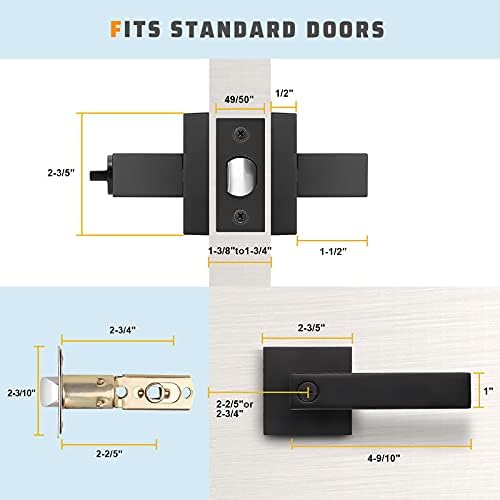 KNOBWELL Paquete de 8 pomos para puerta de privacidad interior negro mate, pomo de puerta de dormitorio con cerradura, manija de puerta de palanca