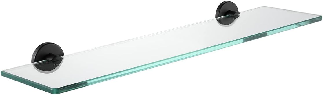 JQK TGS101L20-PB – Estante de vidrio templado para ducha de 20 x 5 pulgadas, acero inoxidable 304 negro mate, TGS101L20-PB