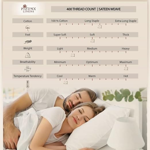 Pizuna Funda de almohada de algodón tamaño Queen, color negro, 400 hilos, 100% algodón peinado de fibra larga, tejido de satén, fundas de almohada
