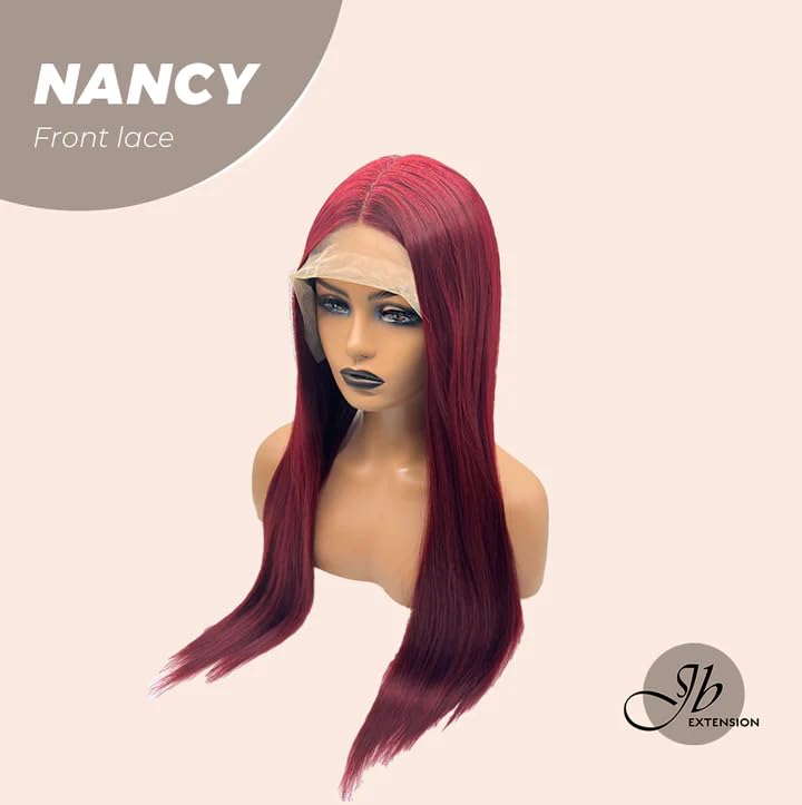NANCY – Peluca de encaje frontal, pelucas largas y rectas rojas para mujer, pelucas sintéticas naturales para uso diario (pelucas de cabello natural)