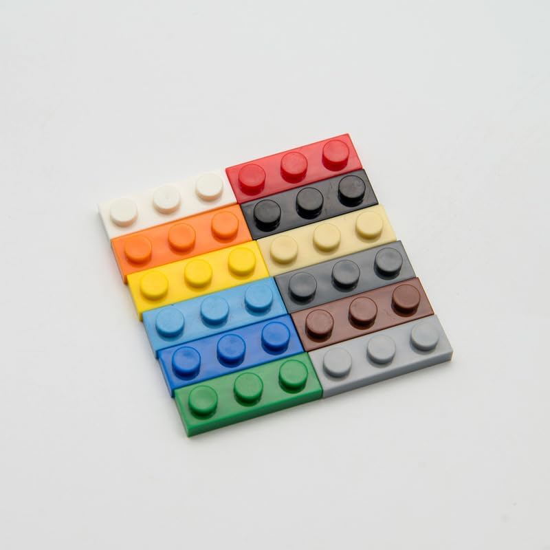 Platos grises clásicos a granel, placa gris claro 1×3, placas de construcción planas 100 piezas, compatibles con piezas y piezas de Lego 1×3 placas